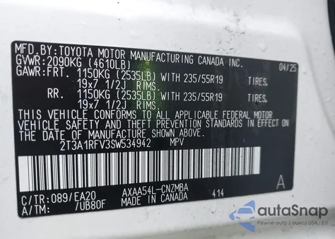 2025 Toyota Rav4 Xle Premium из США, поврежденный, VIN 2T3A1RFV3SW534942